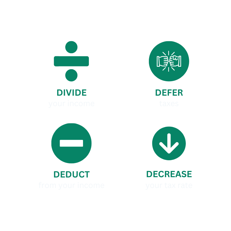 A diagram illustrating tax planning, showing various strategies.